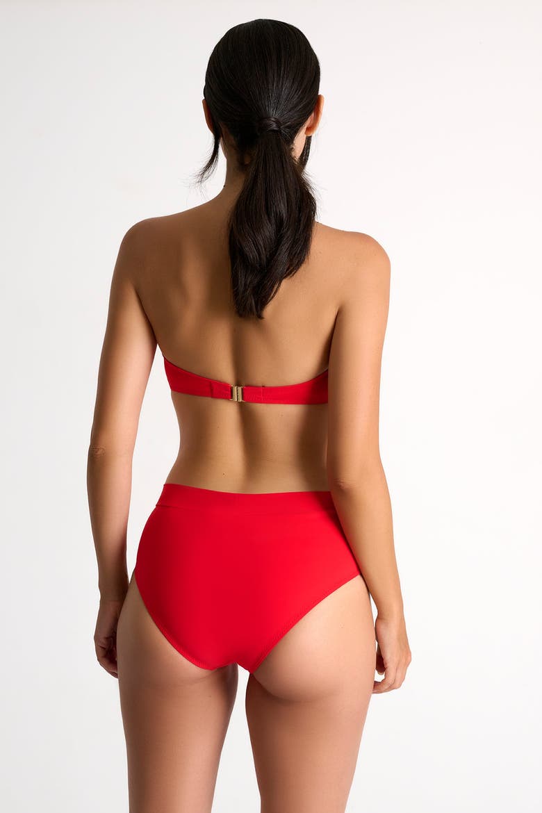 High-Waisted Bikini Bottom, Alternate, color, Red
