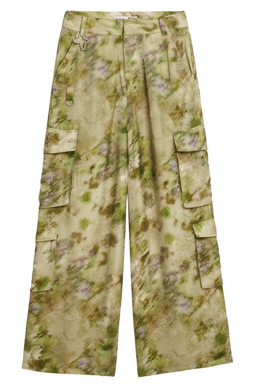 Desigual Abstract Floral Cargo Pants In Light Green