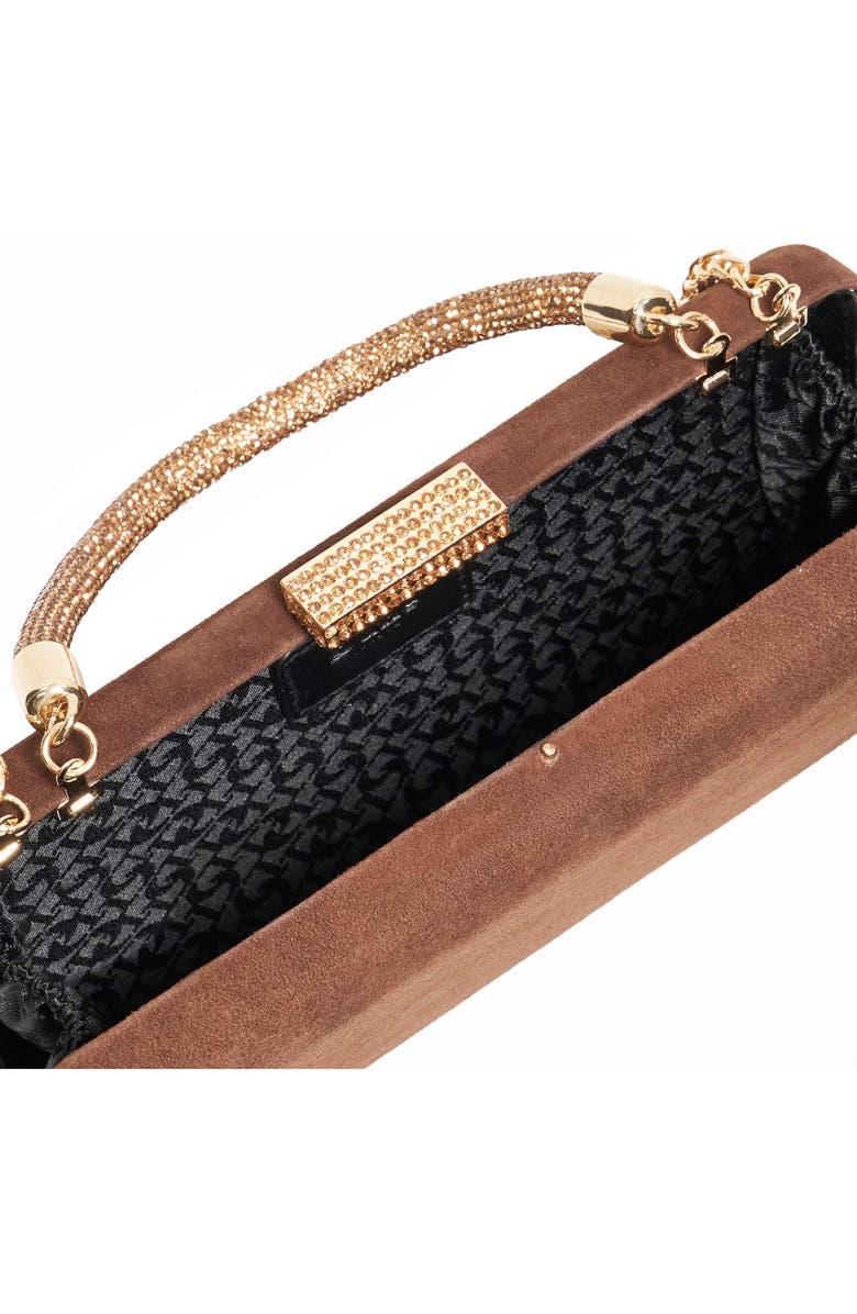 Dune London Beaut Top Handle Frame Clutch, Alternate, color, Brown