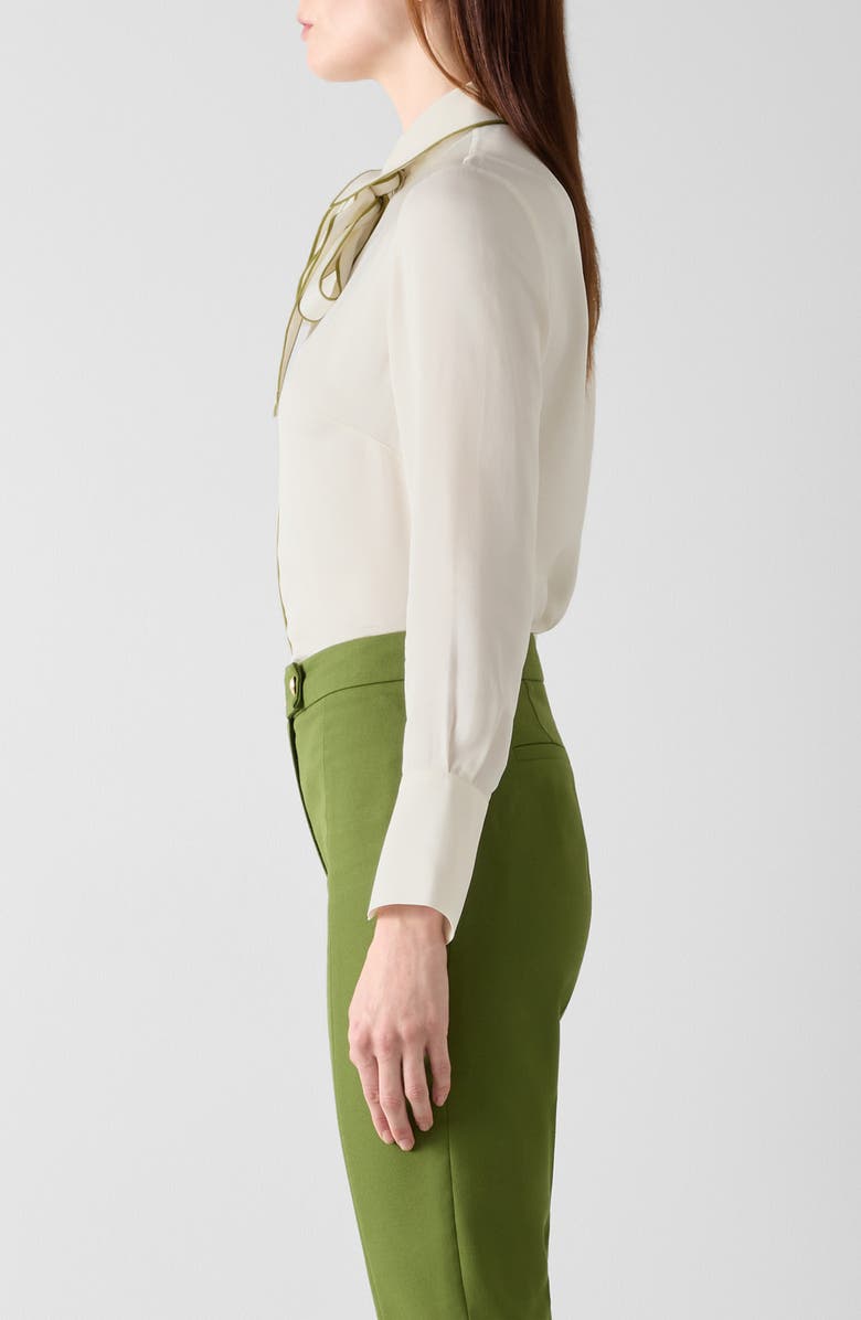 LK Bennett Elisa Tie Neck Crepe Shirt, Alternate, color, White