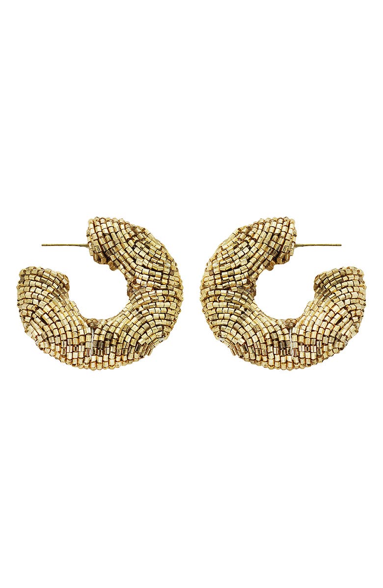 Panacea Beaded Hoop Earrings, Main, color, Gold