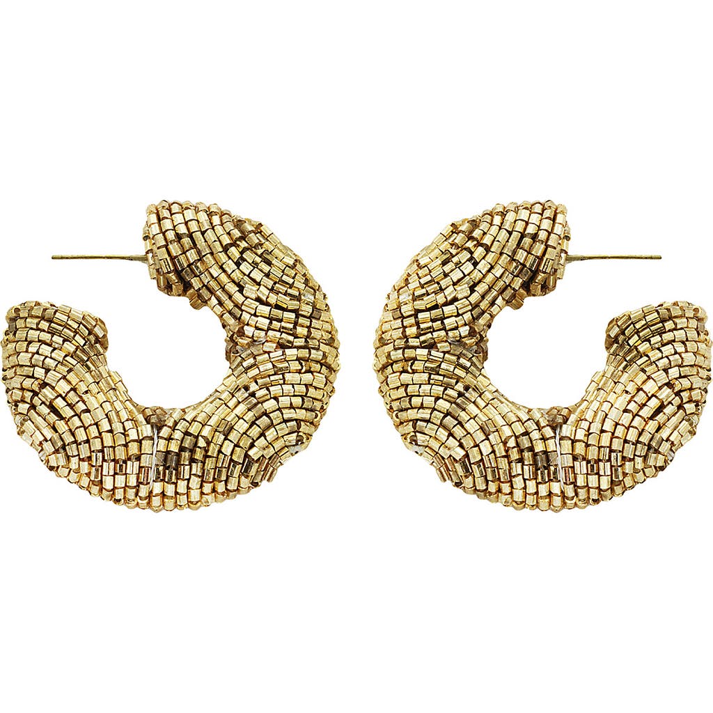 Panacea Beaded Hoop Earrings in Gold  product