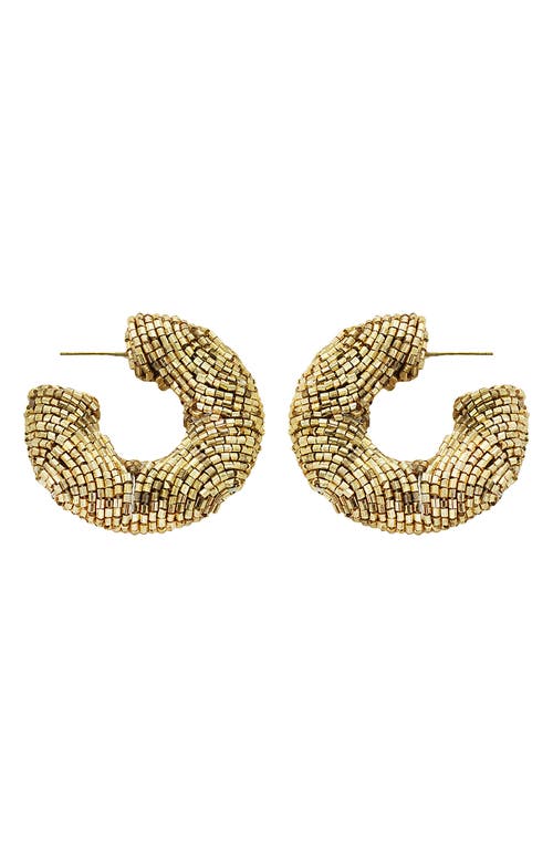 Panacea Beaded Hoop Earrings In Gold
