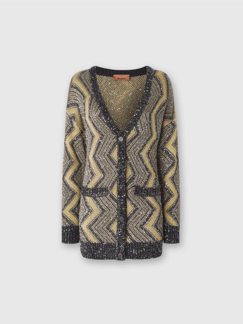 MISSONI MISSONI OVERSIZED CARDIGAN WITH MACRO ZIG ZAG AND SEQUINS 