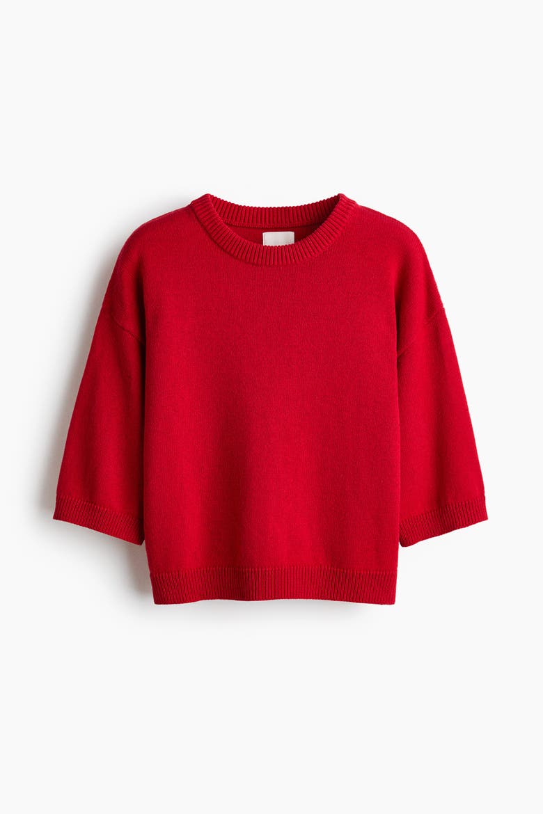 Knitted T-shirt, Alternate, color, Red