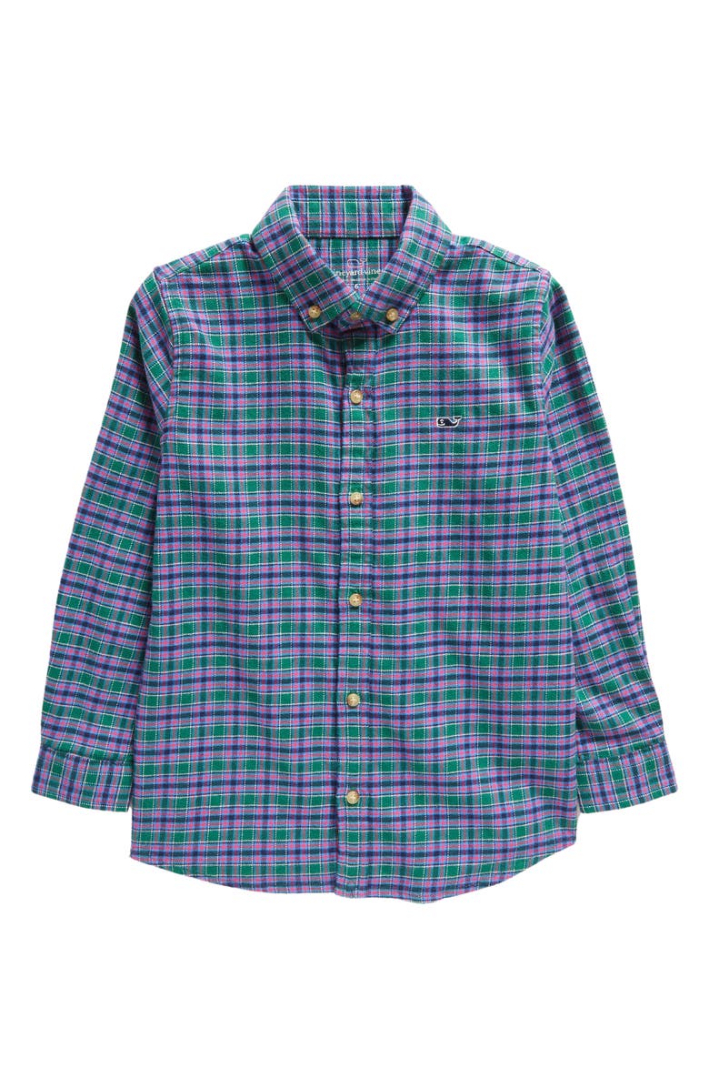 vineyard vines Kids' Check Cotton Stretch Flannel Button-Down Shirt, Main, color, 