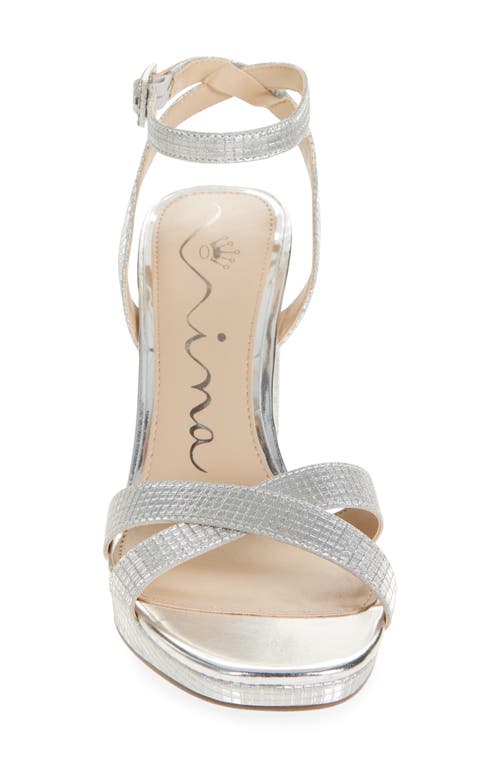 Nina Secelia Ankle Strap Platform Sandal In Silver