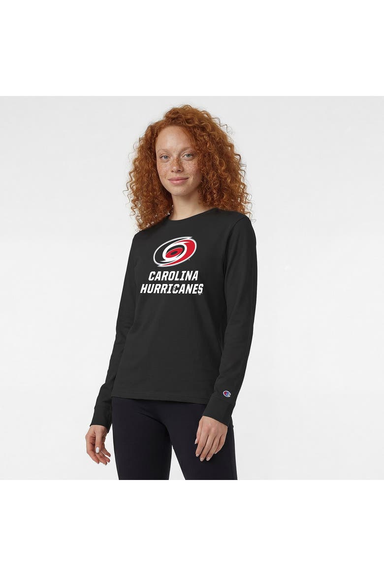 Women's Champion  Black Carolina Hurricanes Wordmark Lockup Long Sleeve T-Shirt, Main, color, Black