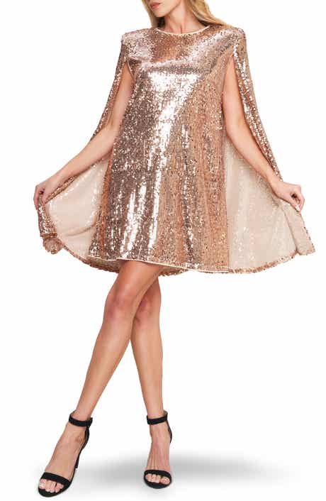FLYING TOMATO Cape Sleeve Sequin Minidress