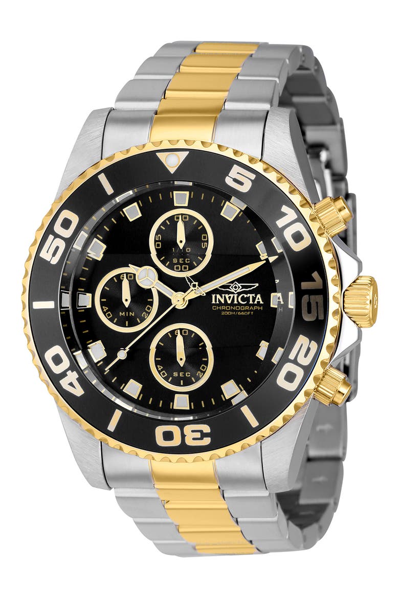 Pro Diver Chronograph Quartz Bracelet Watch, 43mm, Main, color, BLACK/ TWO TONE