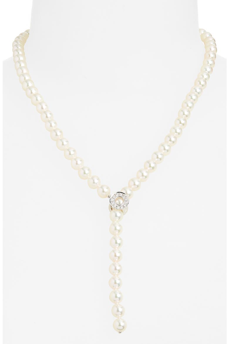 Akoya Cultured Pearl Lariat Necklace, Alternate, color, 18KW