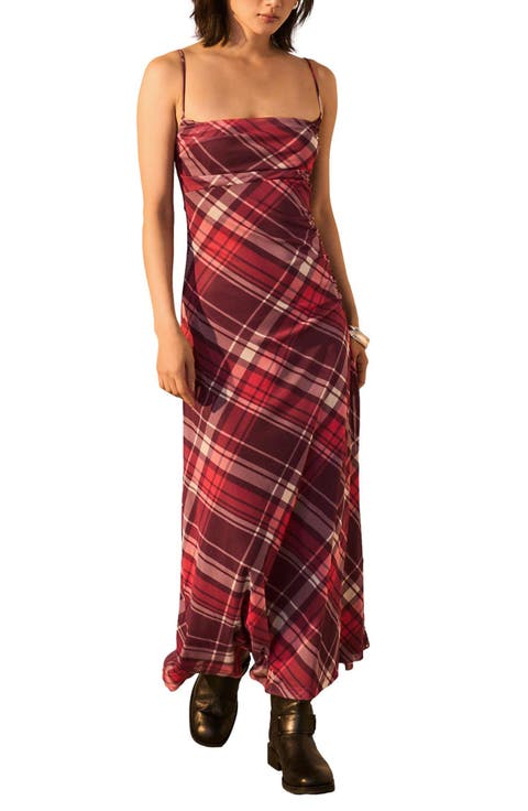 Check Mesh Maxi Dress