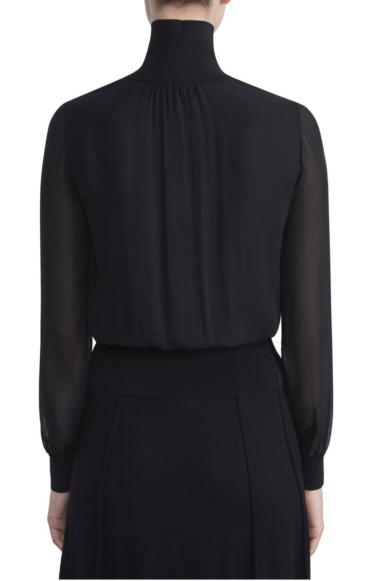 Lafayette 148 New York Mixed Media Silk Turtleneck Top, Alternate, color, 