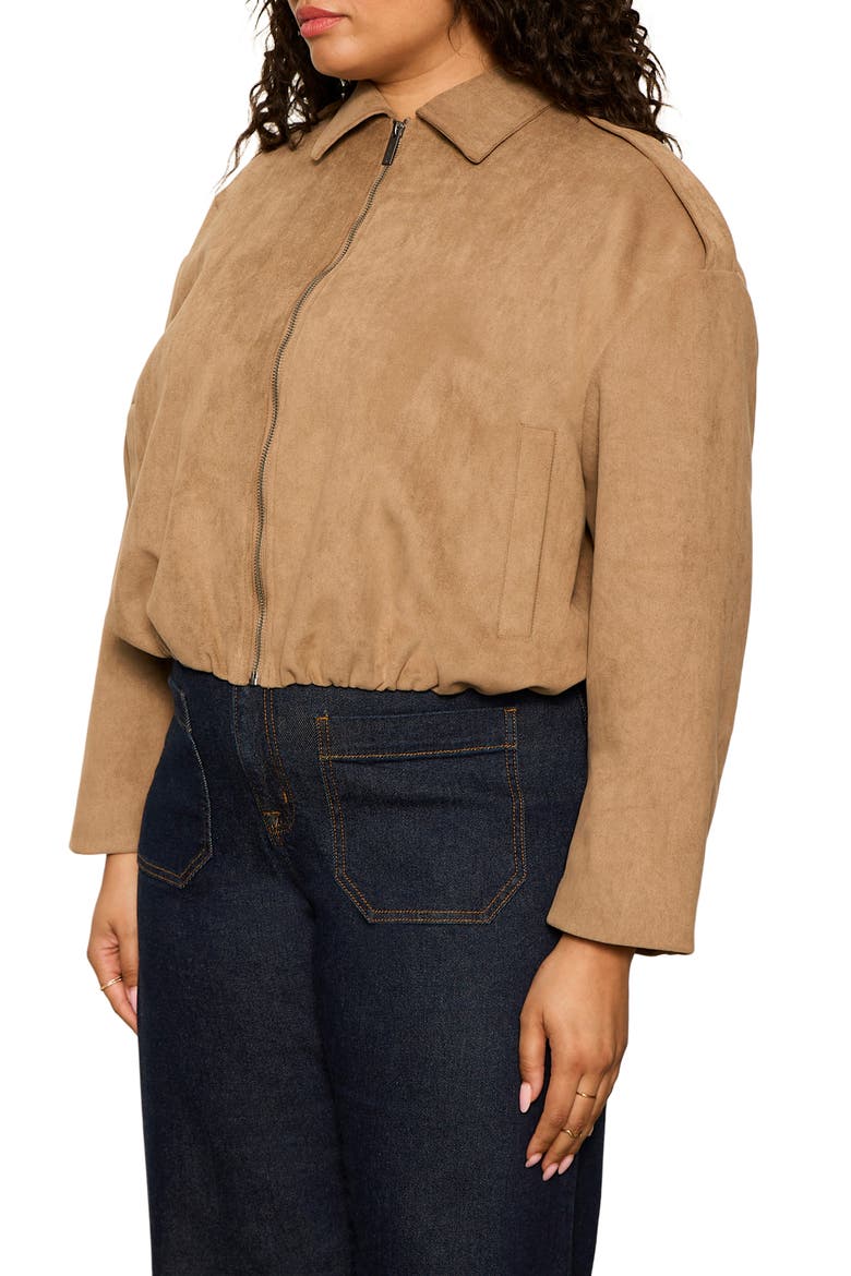 Takeoff Faux Suede Jacket, Alternate, color, ALMOND