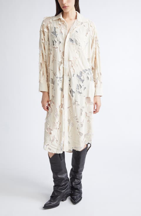 Long Sleeve Burnout Jumbo Shirtdress