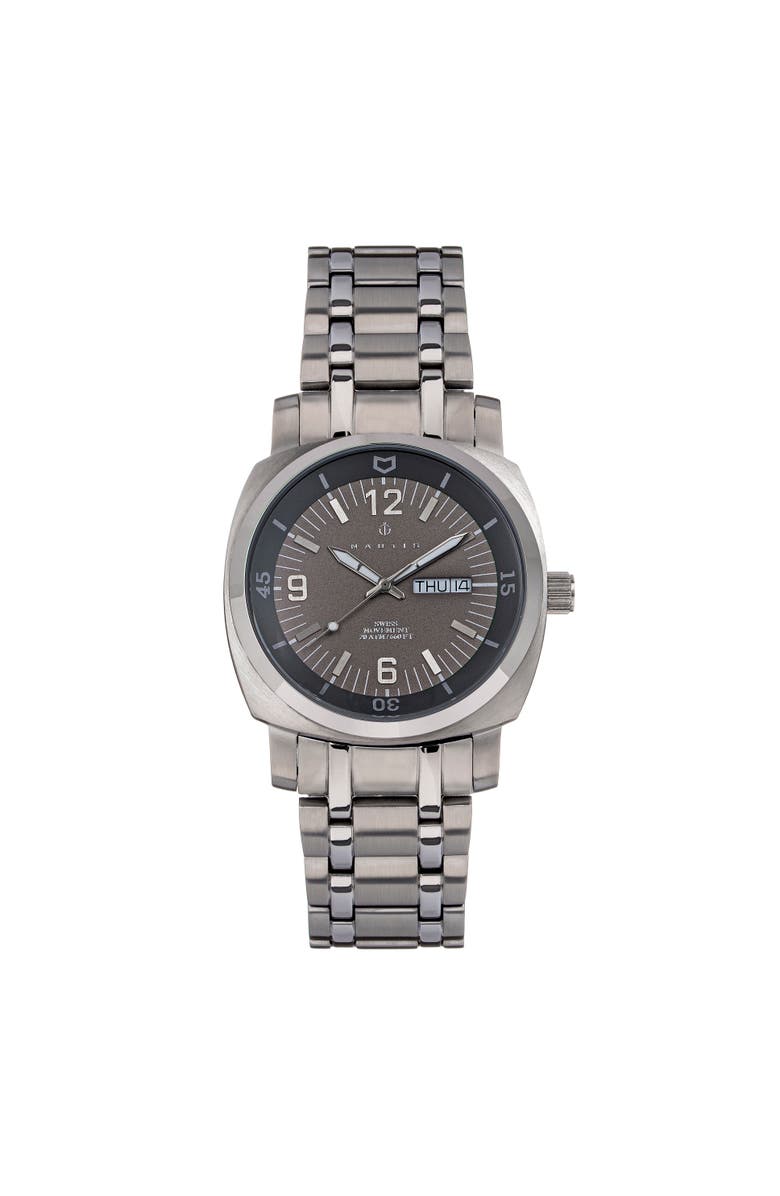 Nautis Stealth Bracelet Watch w/Day/Date, Main, color, Grey