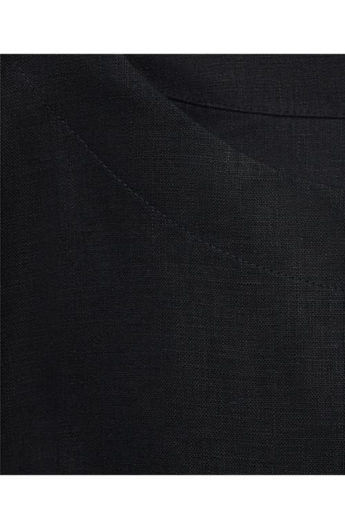 Mango Linen Crop Top In Black