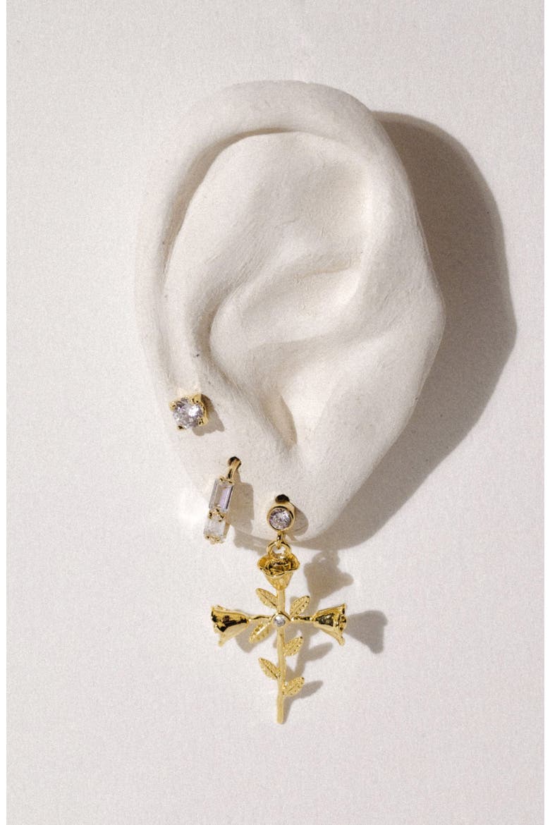 Mini Rosa Sacra Earrings, Alternate, color, GOLD
