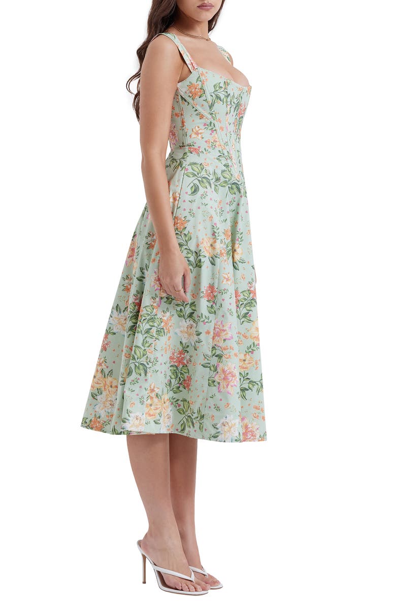 HOUSE OF CB Saira Floral Lace-Up Corset Cocktail Dress, Alternate, color,