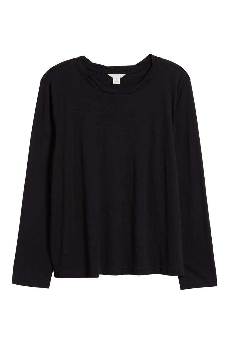 Twist Crewneck Long Sleeve T-Shirt, Alternate, color, BLACK