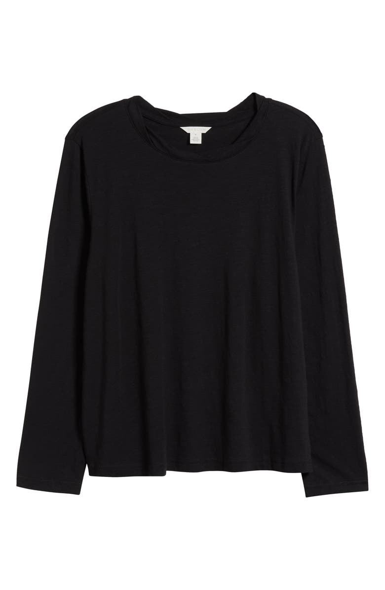 Caslon<sup>®</sup> Twist Crewneck Long Sleeve T-Shirt, Alternate, color, Black