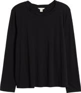 Caslon® Twist Crewneck Long Sleeve T-Shirt