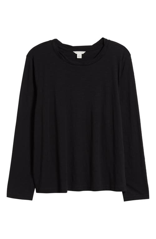 Caslonr Caslon(r) Twist Crewneck Long Sleeve T-shirt In Black