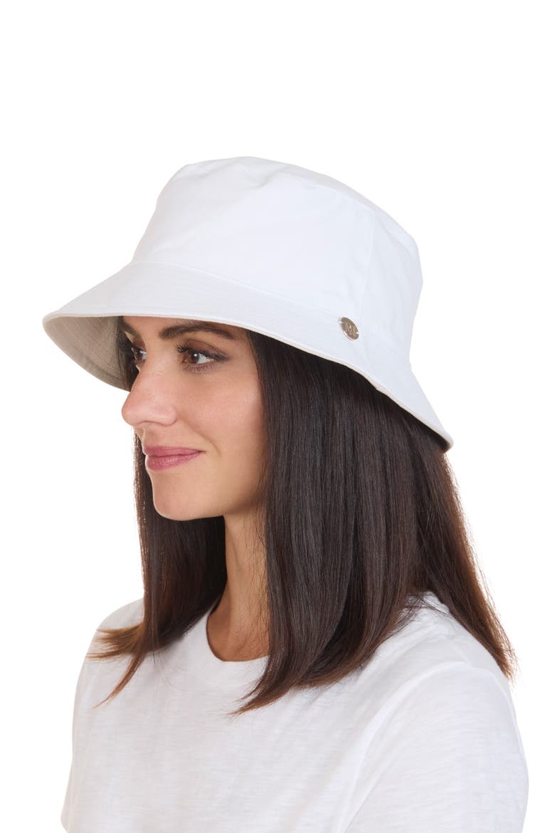 Reversible Cotton Bucket Hat, Alternate, color, WHITE