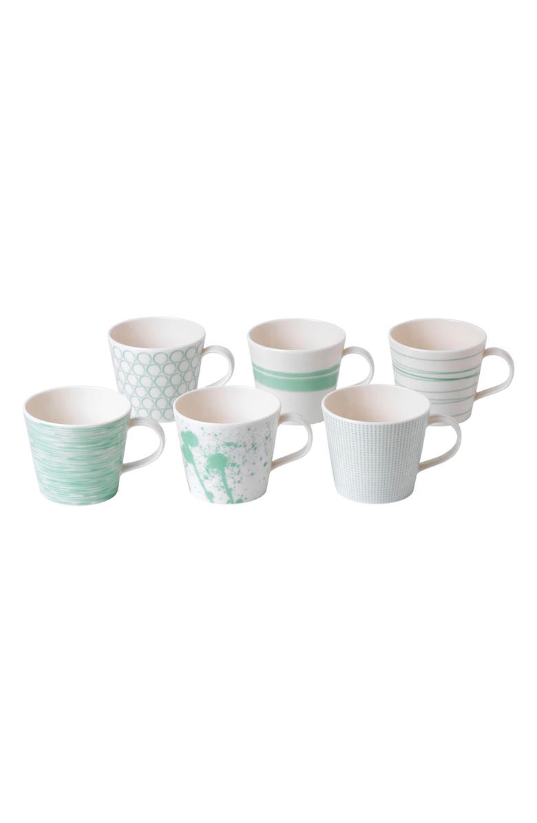 Royal Doulton Pacific Mint Dots Set of 6 Mugs, Main, color, 