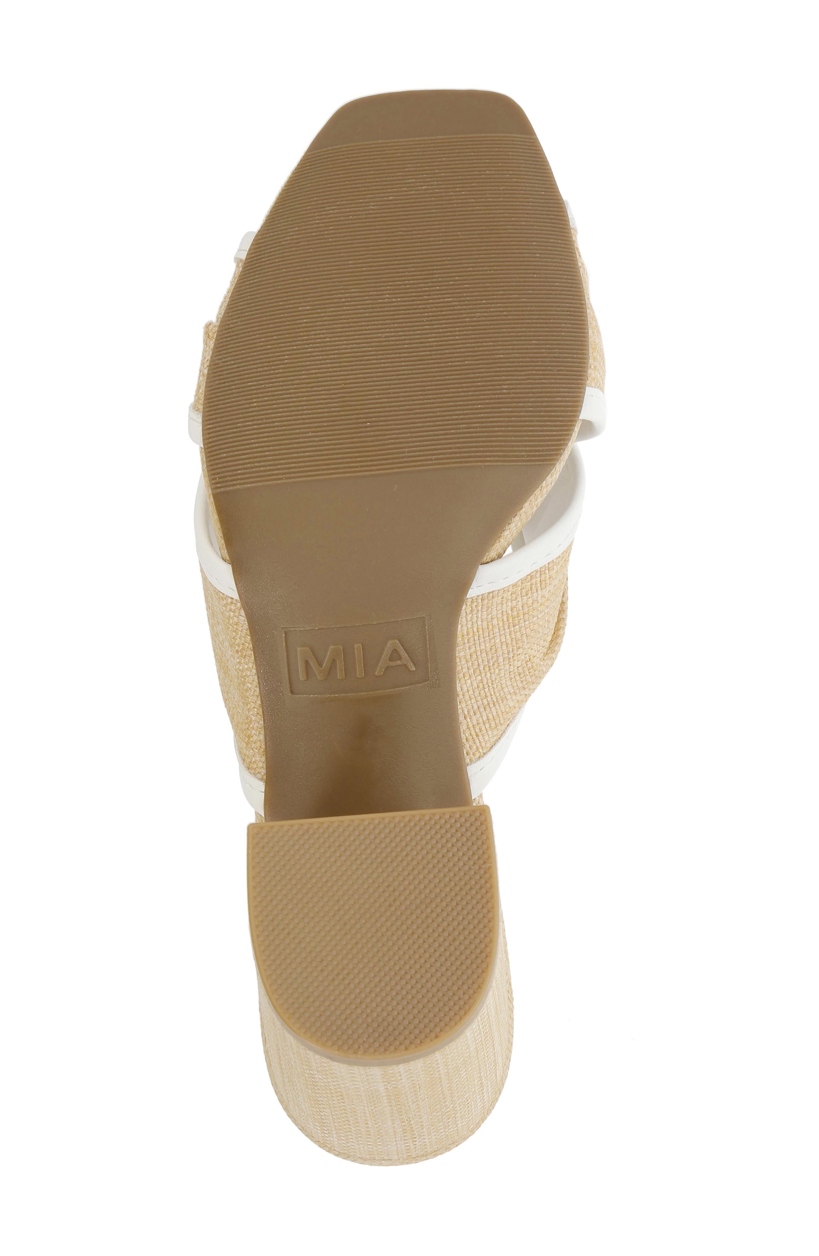 MIA Hania Block Heel Sandal, Alternate, color, Natural W/ White