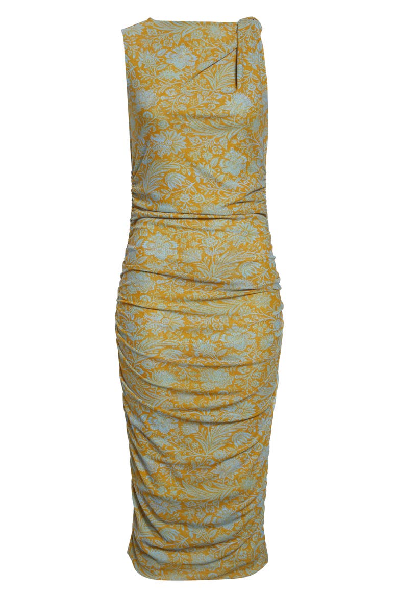 Otessa Floral Print Sleeveless Dress, Alternate, color, DARK GOLDENROD BLUE JAY