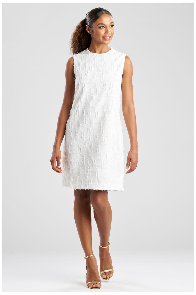 Woven Fil Coupe Jqd Shift Dress, Main, color, WHITE