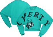SPIRIT JERSEY Women's Spirit Jersey Mint New York Liberty Jumbo Print Oversized Cropped Long-Sleeve T-Shirt