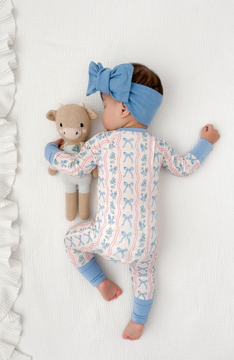 In My Jammers Amelia Bow Zipper Romper, Alternate, color, Blue Floral