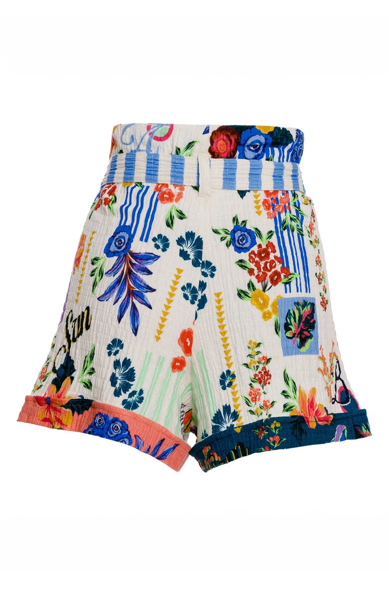 Agua Bendita Addison Citrus Belted Cover-Up Shorts, Alternate, color, Multicolor Blue