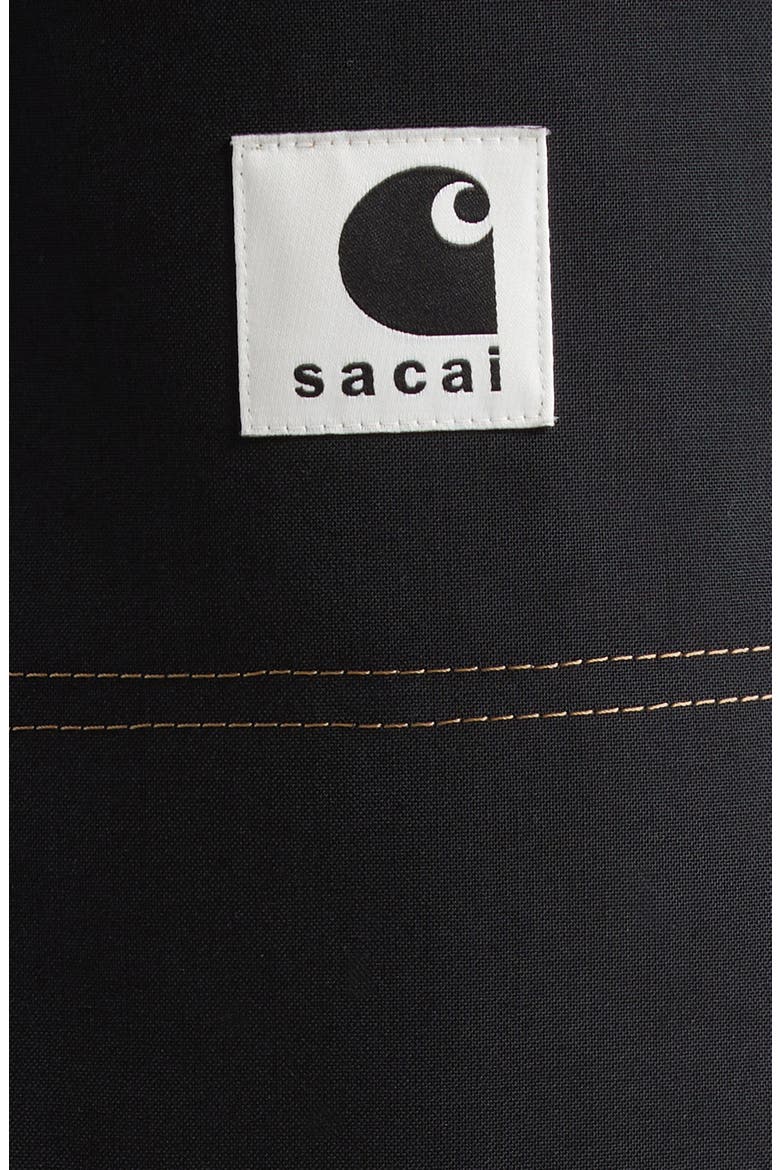 sacai x carhartt apron flared pleated overall dress Sacai X Carhartt Pleated Maxi Dress in Natural