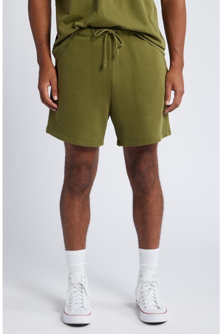 Core Organic Cotton Brushed Terry Sweat Shorts, Main, color, VINTAGE OLIVE