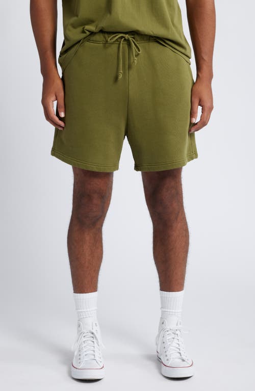 Elwood Core Organic Cotton Brushed Terry Sweat Shorts in Vintage Olive 