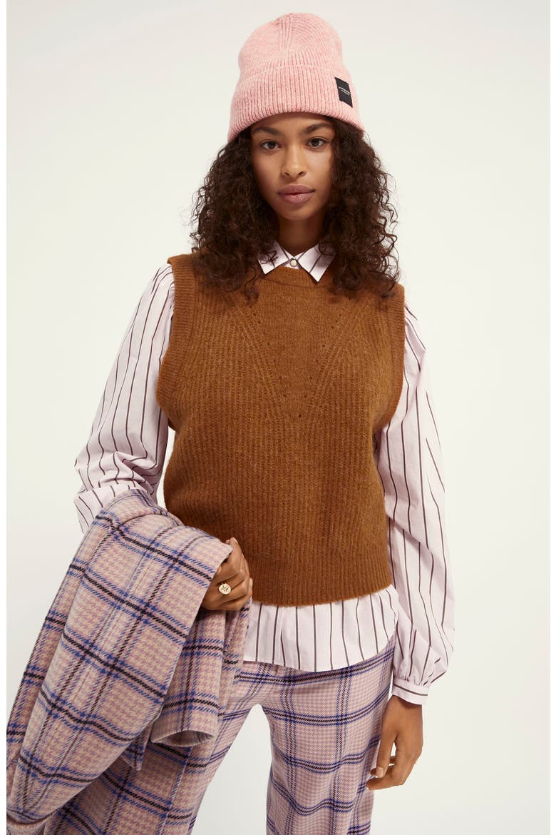 Crewneck Sweater Vest, Alternate, color, COPPER MELANGE