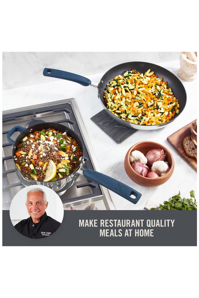 Zakarian by Dash TruPro 10-Piece Nonstick Stainless Steel Cookware Set, Alternate, color, BLUE