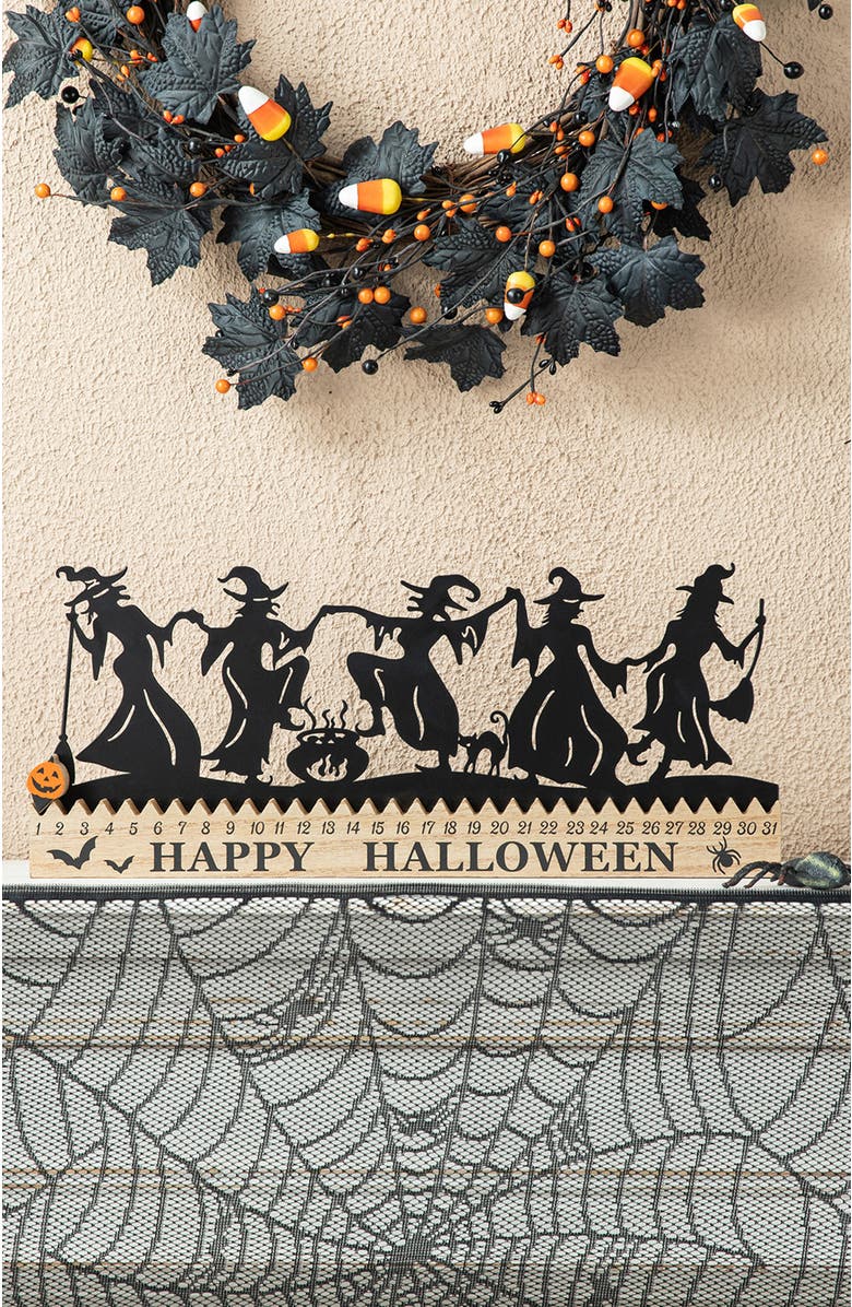 Glitzhome Halloween Wooden & Metal Dancing Witch or Ghost Silhouette Countdown Table Sign, Alternate, color, 