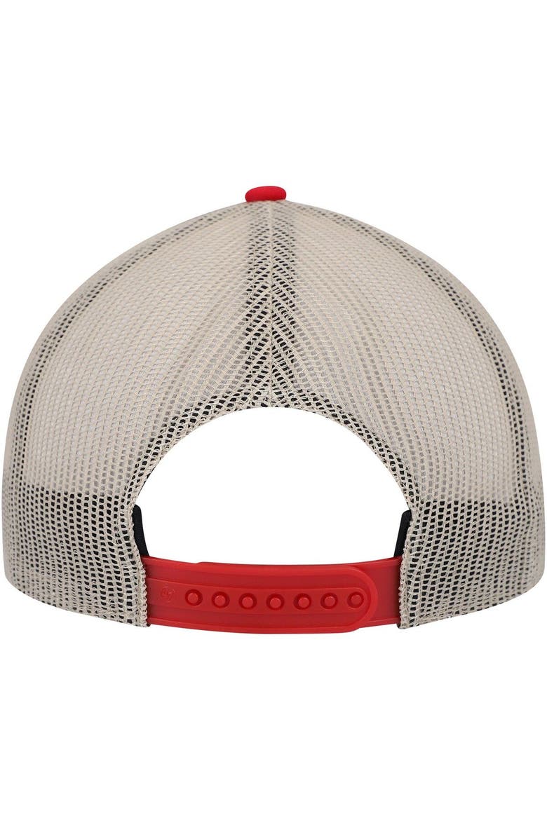 Men's '47 Red/Natural Washington Nationals Rawhide Trucker Snapback Hat, Alternate, color, Red