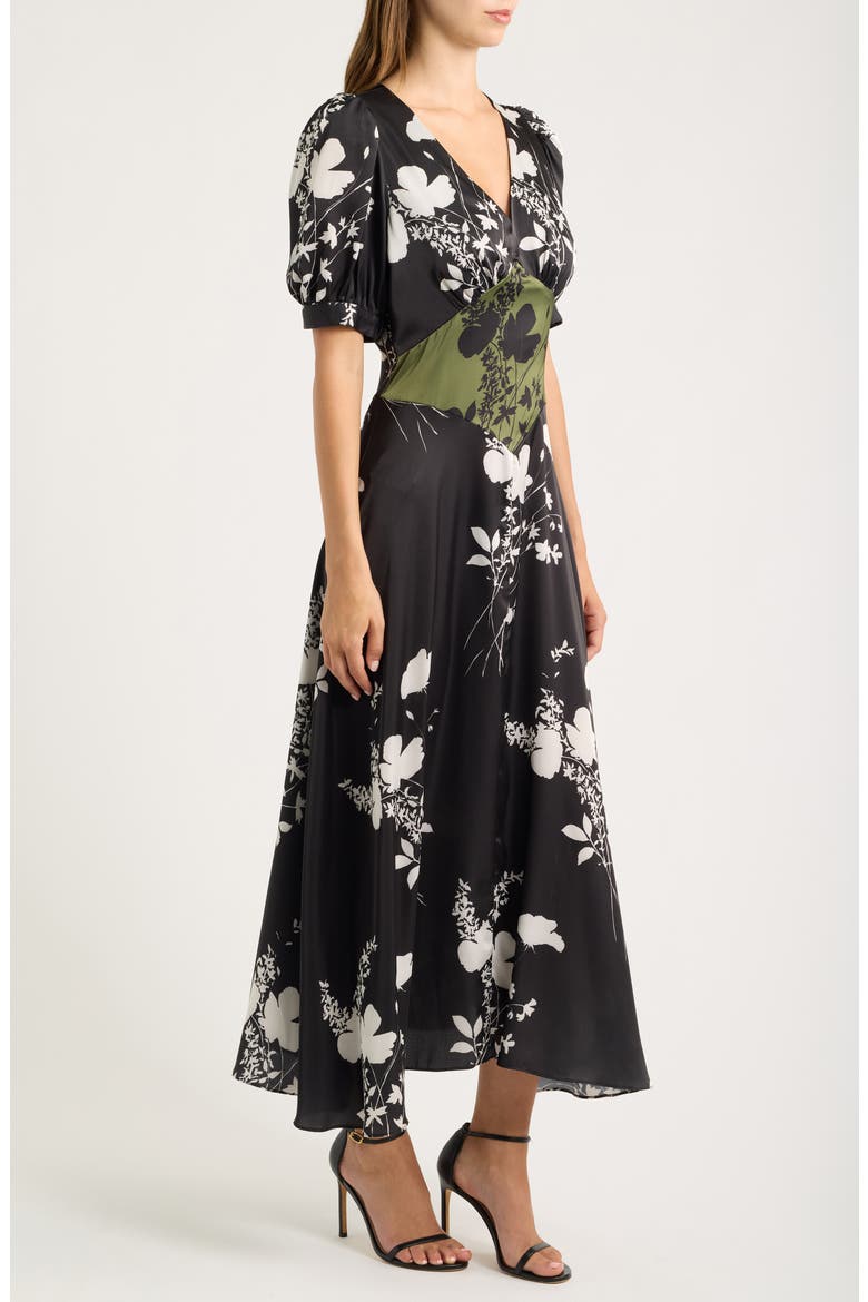 Mixed Print Floral Dress, Alternate, color, BLACK MULTI