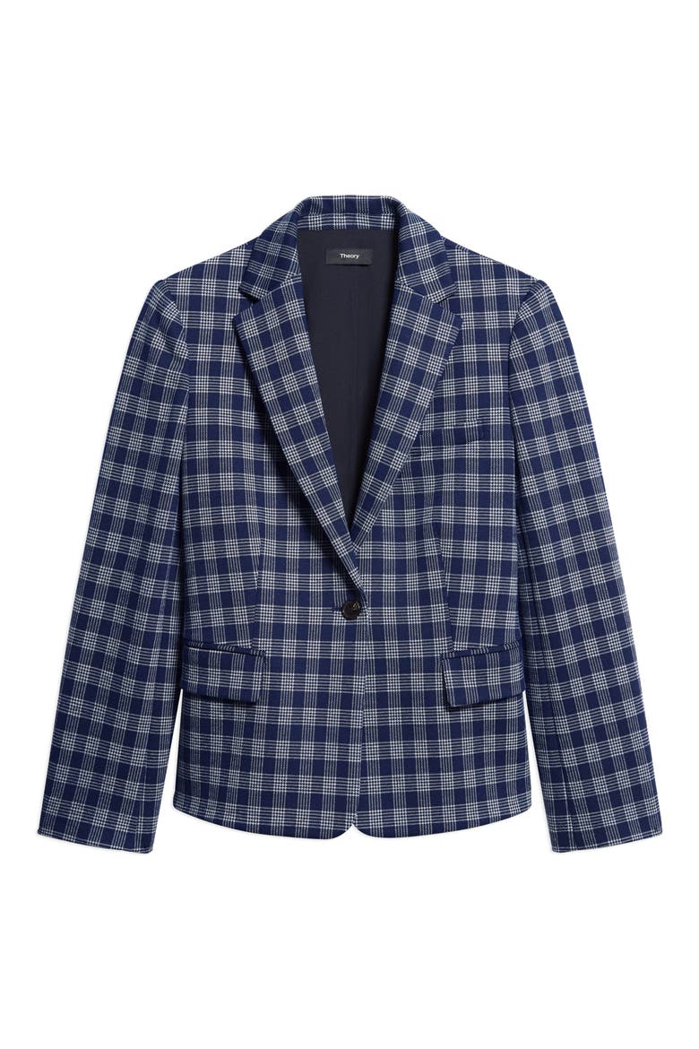 Plaid One-Button Blazer, Alternate, color, NAVY MULTI - G2S