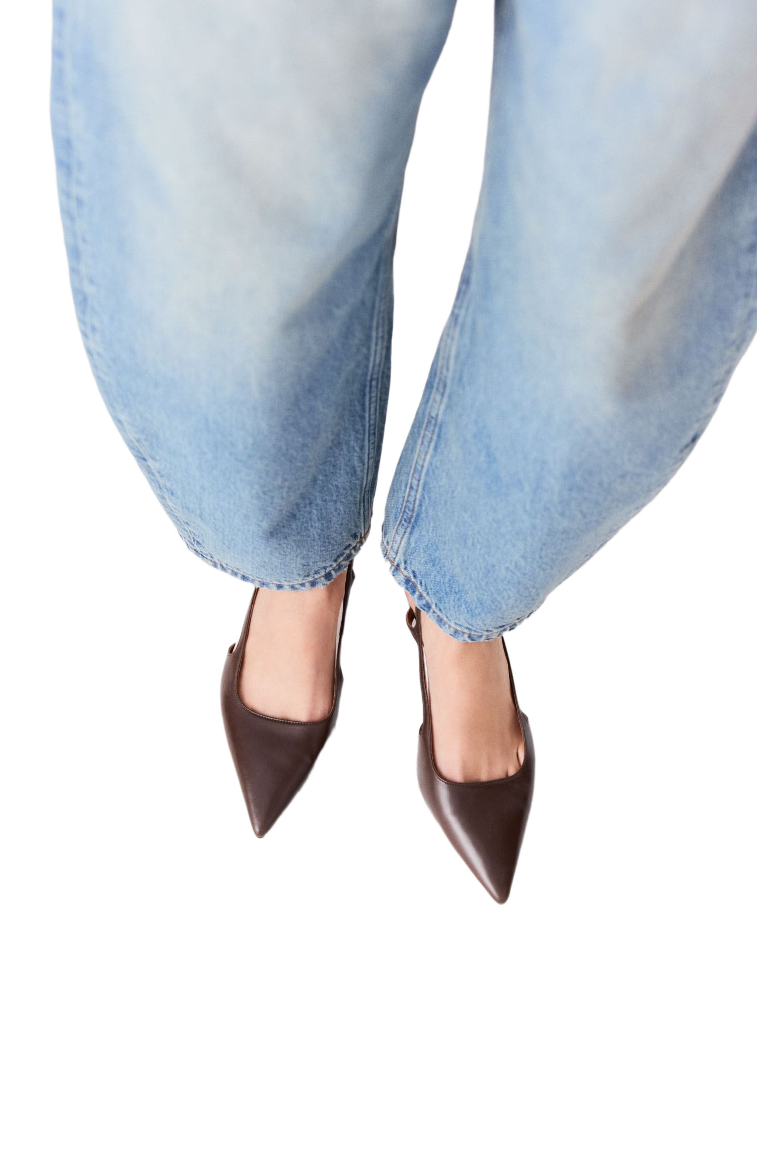 Leather slingbacks, Alternate, color, Brown