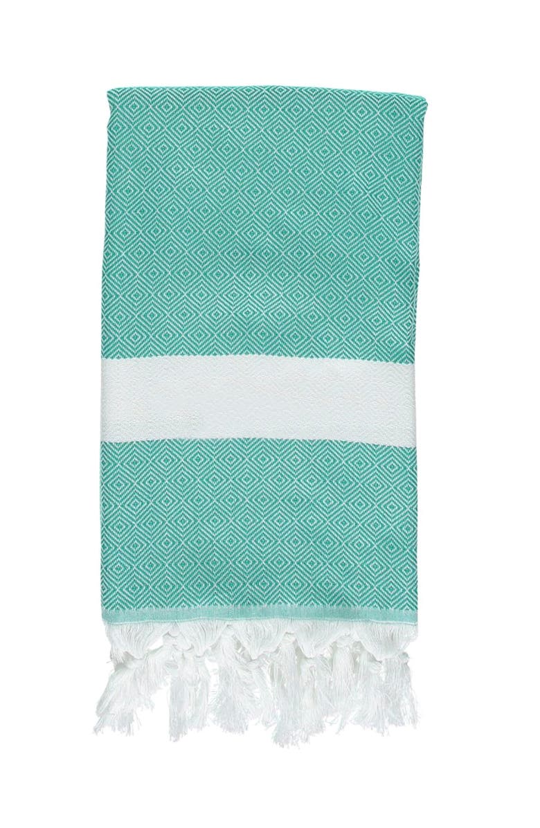 Anaya Charleston Stripe Turkish Cotton Beach Towel, Main, color, Turquoise