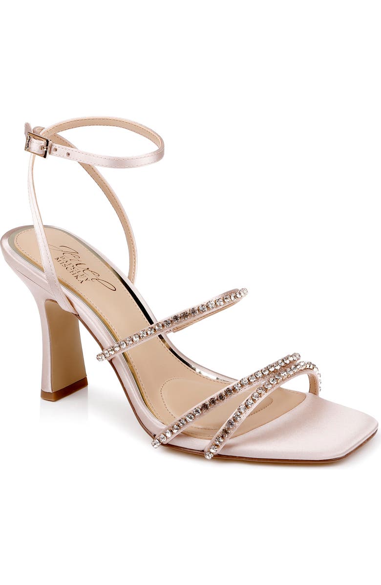 Jewel Badgley Mischka Paulette Ankle Strap Sandal, Main, color, Champagne Satin