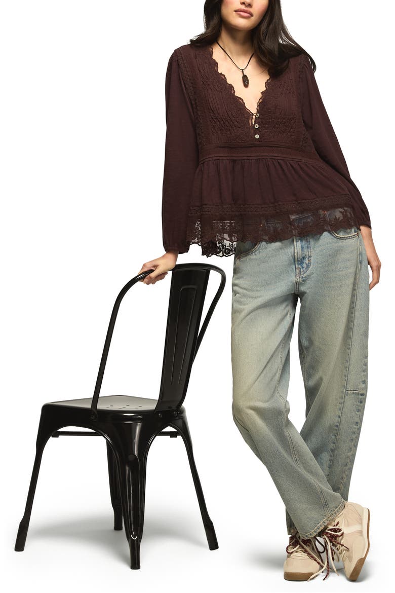 Embroidered Top, Alternate, color, FUDGE