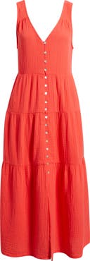 Marine Layer Corinne Sleeveless Organic Cotton Gauze Maxi Dress