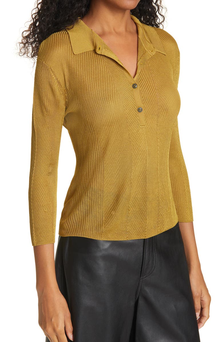 rag & bone Three Quarter Sleeve Polo, Alternate, color, Seedgrn